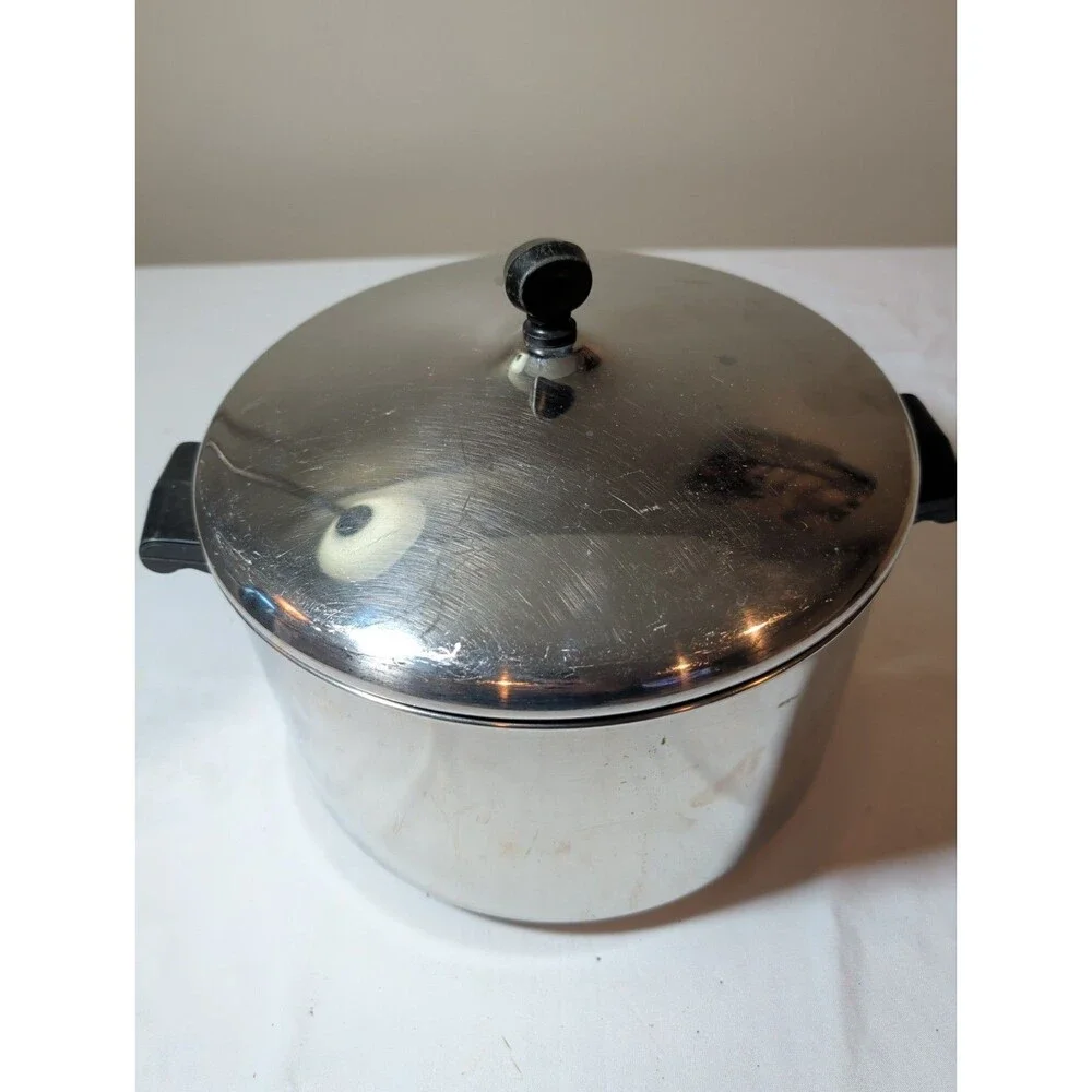 Farberware Stainless Steel Aluminum Clad 8 Quart Stock Pot With Lid Vintage USA